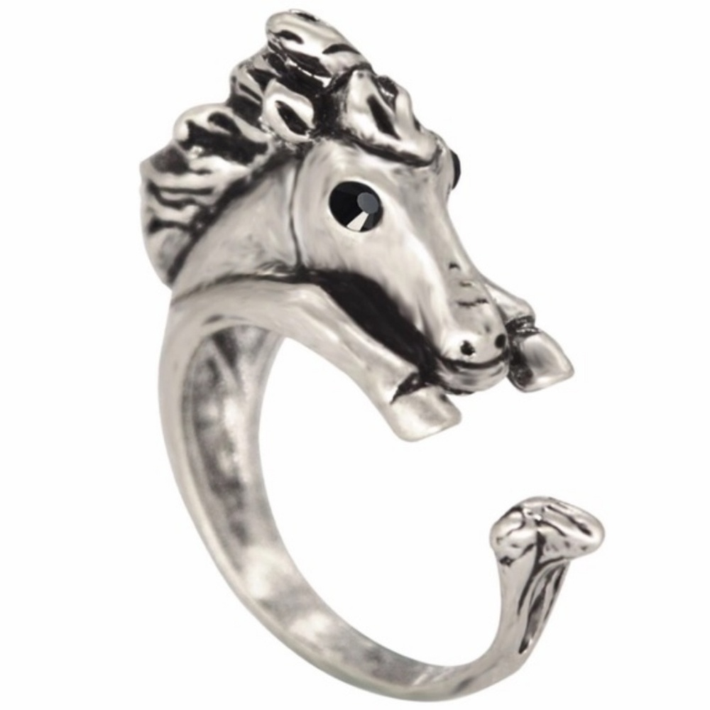 Super Cute 925 Plated Adjustable Horse Ring   